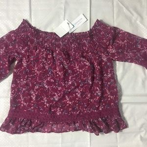 Skies are Blue - Cold Shoulder Blouse Dark Pink S